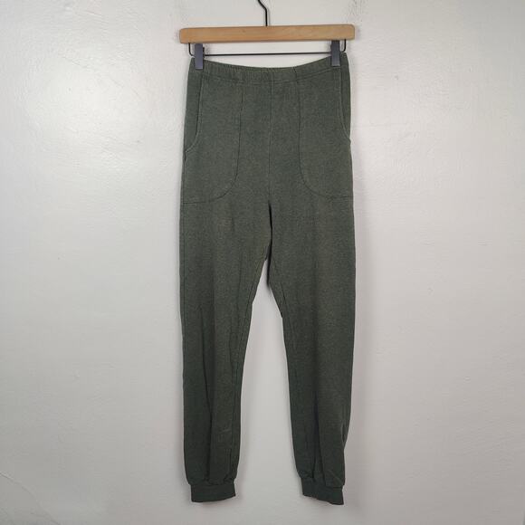 Wulfka Organic Cotton Pants‎ Womens Small Green Heather Made in Chicago - Picture 1 of 7